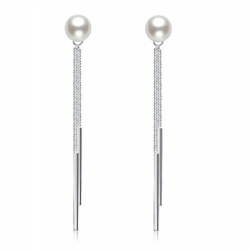 Drop Bridal Wedding 925 Sterling Silver Simulated Pearl Earrings Bridesmaid Jewelry XFE8133
