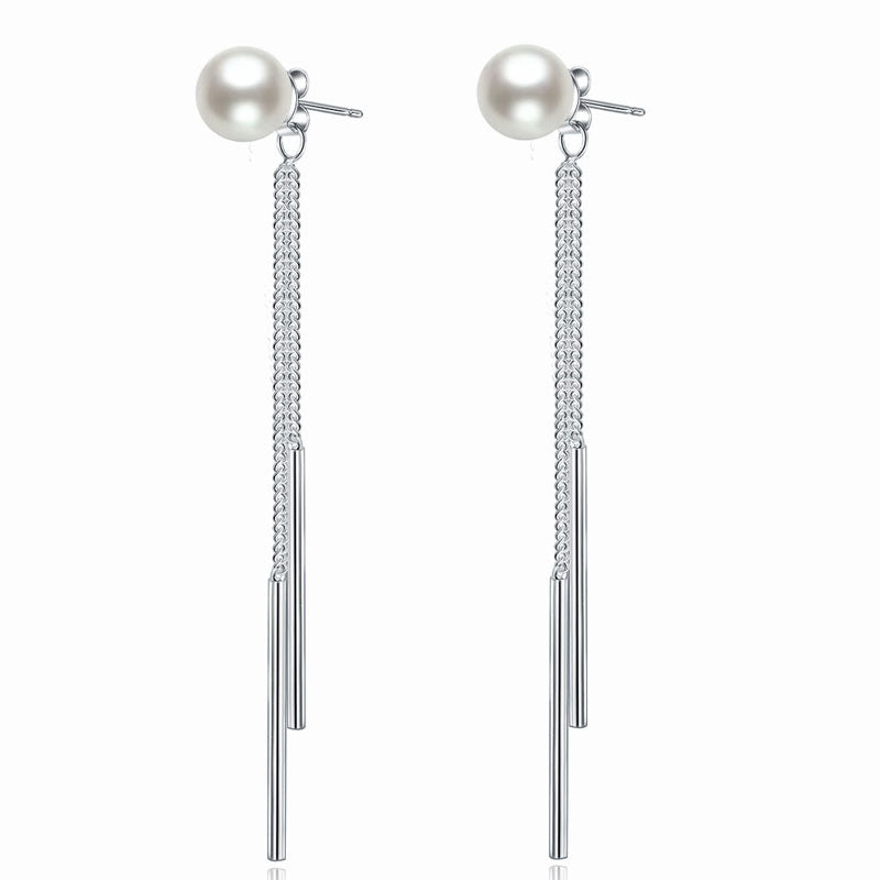 Drop Bridal Wedding 925 Sterling Silver Simulated Pearl Earrings Bridesmaid Jewelry XFE8133