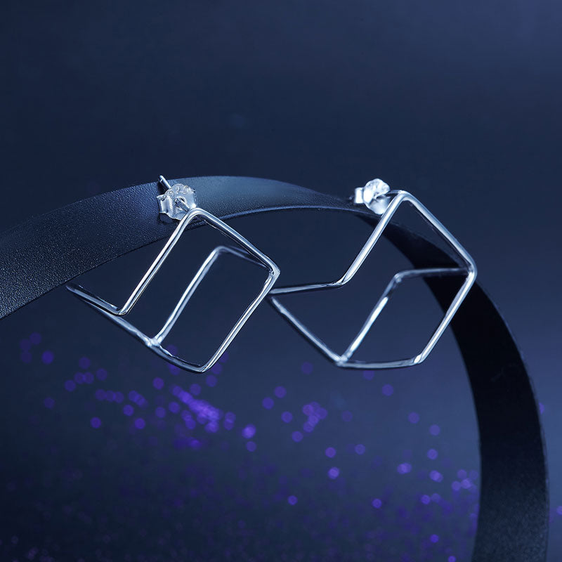 Cube Stud 925 Sterling Silver Earrings Fashion Stylish Jewelry XFE8138