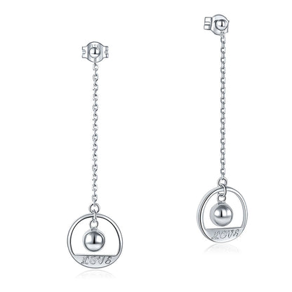 Solid 925 Sterling Silver Long Drop Dangle Love Earrings XFE8147