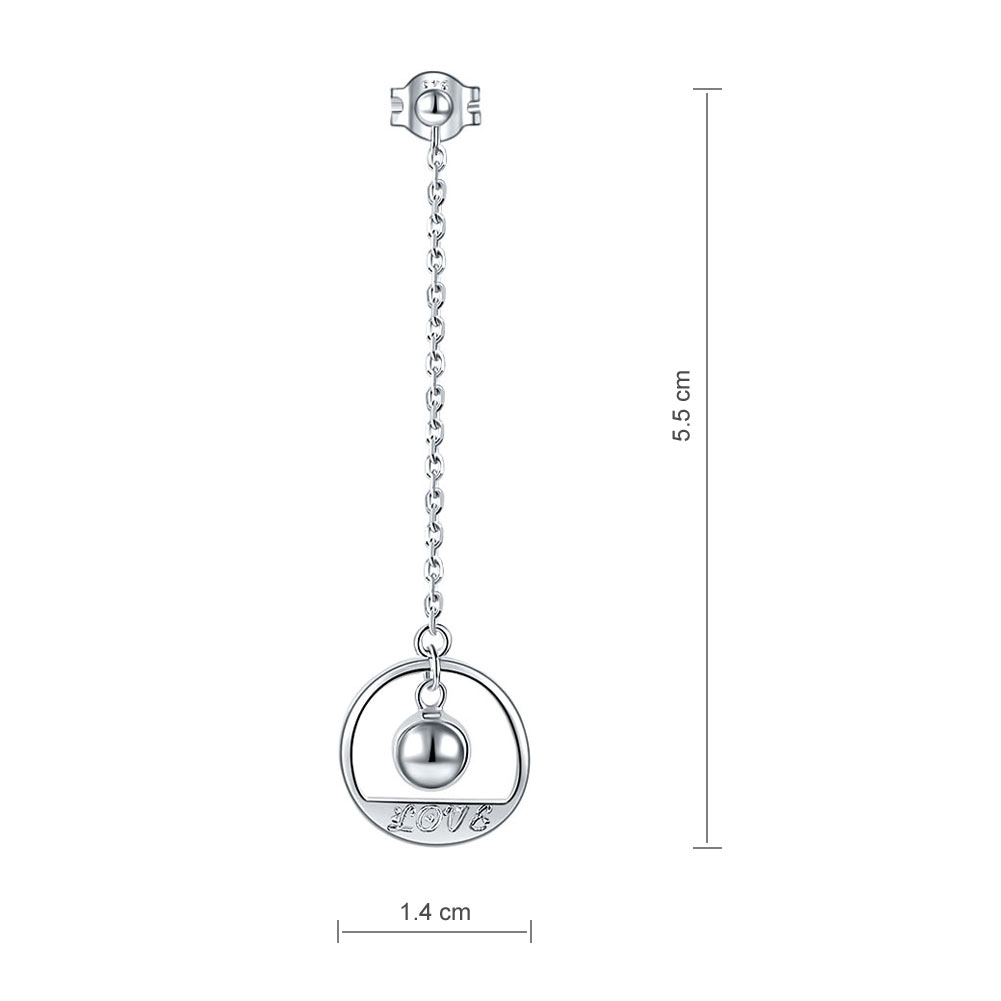 Solid 925 Sterling Silver Long Drop Dangle Love Earrings XFE8147