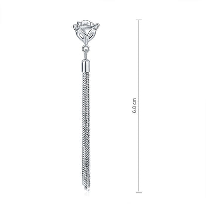 Solid 925 Sterling Silver Earrings Dangle Drop Fox Simple Elegant XFE8149