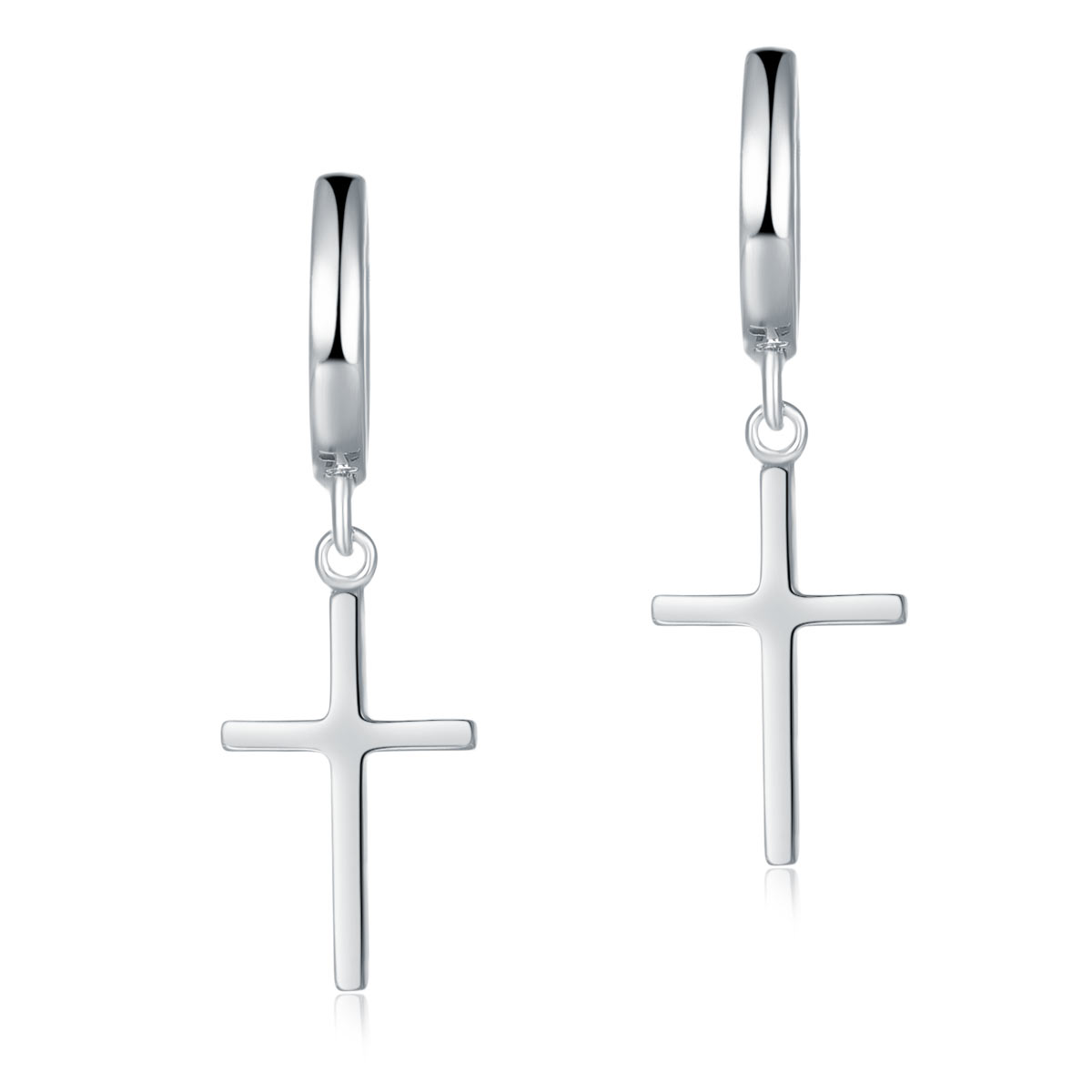 Solid 925 Sterling Silver Dangle Cross Earrings XFE8160