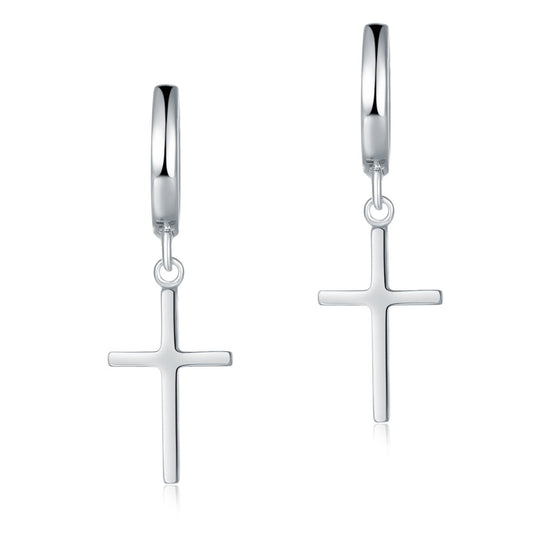 Solid 925 Sterling Silver Dangle Cross Earrings XFE8160