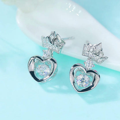 Dancing Stone Dangle Crown Earrings 925 Sterling Silver XFE8199