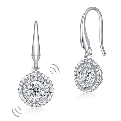 Dancing Stone Earrings Dangle Halo Hook 925 Sterling Silver XFE8201