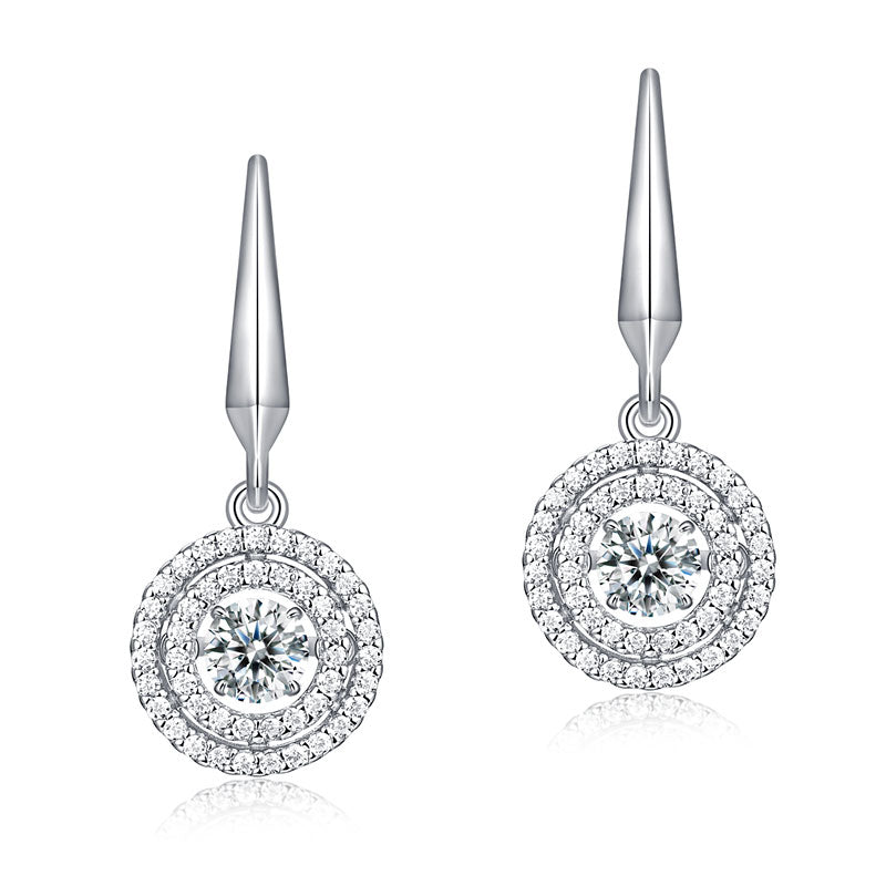 Dancing Stone Earrings Dangle Halo Hook 925 Sterling Silver XFE8201