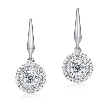 Dancing Stone Earrings Dangle Halo Hook 925 Sterling Silver XFE8201