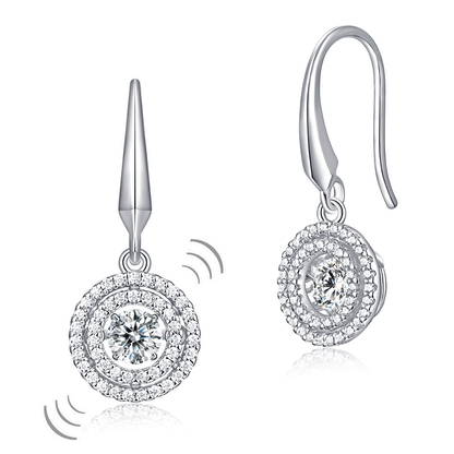 Dancing Stone Earrings Dangle Halo Hook 925 Sterling Silver XFE8201