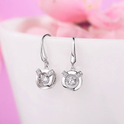 Dancing Stone Earrings Dangle Hook 925 Sterling Silver XFE8202