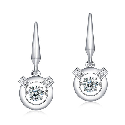 Dancing Stone Earrings Dangle Hook 925 Sterling Silver XFE8202
