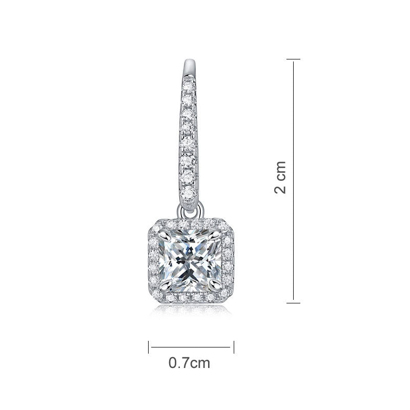 Princess Cut 0.8 Carat Moissanite Diamond Dangle Earrings 925 Sterling Silver MFE8205