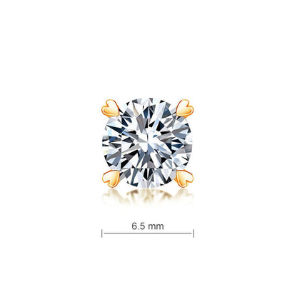 1 Carat Moissanite Diamond Heart Claws Earrings 925 Sterling Silver Rose Gold Plated MFE8206