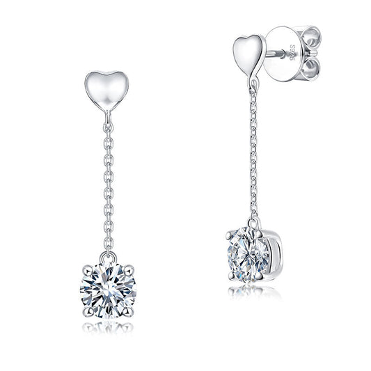 1 Carat Moissanite Diamond Dangle Earrings 925 Sterling Silver MFE8208
