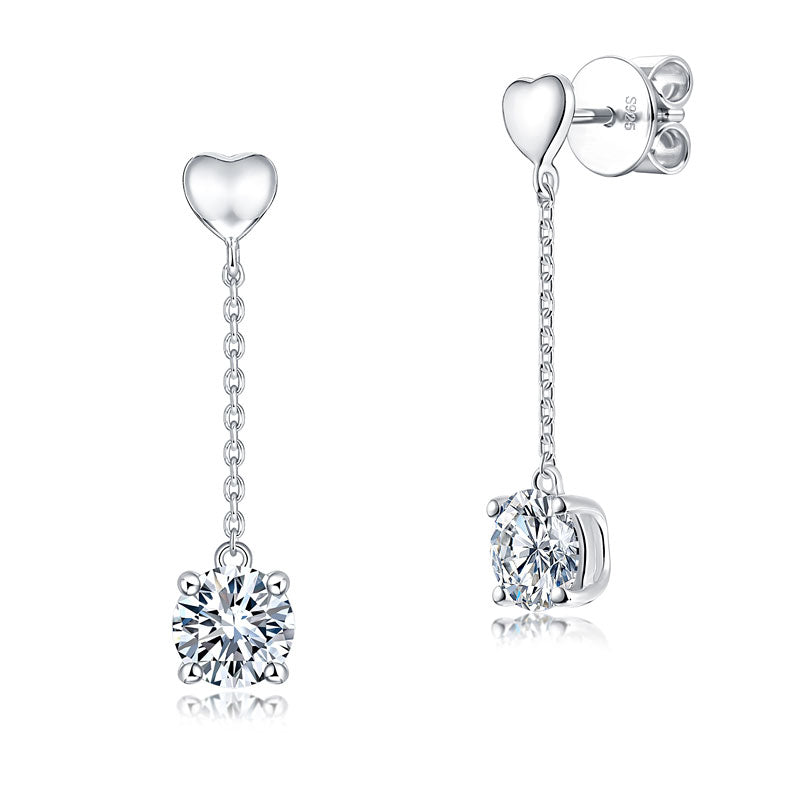 1 Carat Moissanite Diamond Dangle Earrings 925 Sterling Silver MFE8208