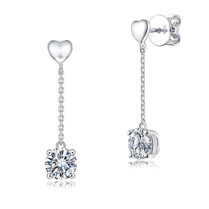 1 Carat Moissanite Diamond Dangle Earrings 925 Sterling Silver MFE8208
