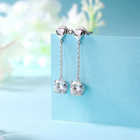 1 Carat Moissanite Diamond Dangle Earrings 925 Sterling Silver MFE8208