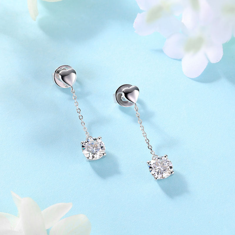 1 Carat Moissanite Diamond Dangle Earrings 925 Sterling Silver MFE8208