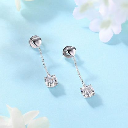 1 Carat Moissanite Diamond Dangle Earrings 925 Sterling Silver MFE8208