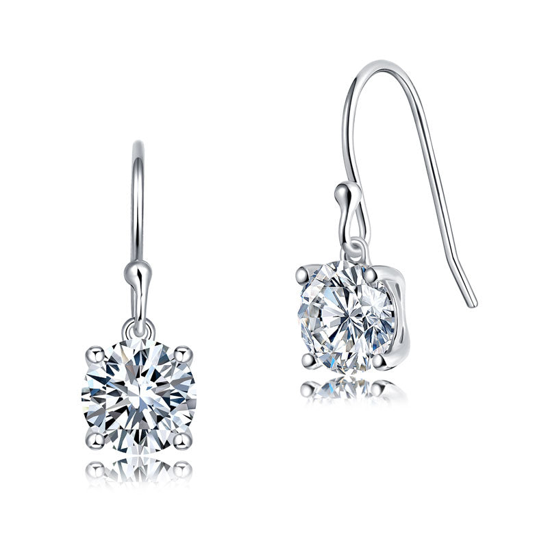 1 Carat Moissanite Diamond Hook Drop Earrings 925 Sterling Silver MFE8209