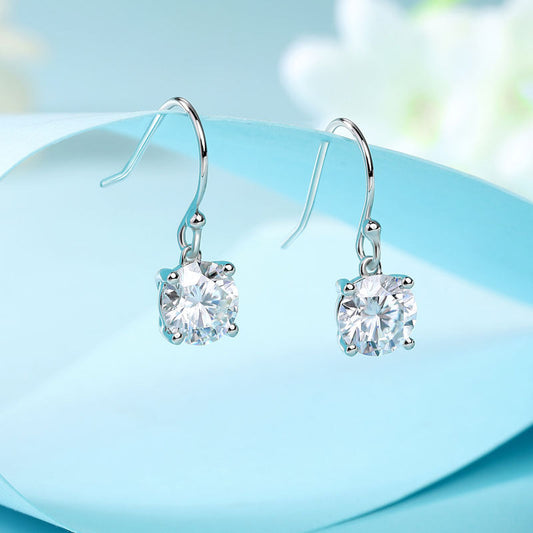 1 Carat Moissanite Diamond Hook Drop Earrings 925 Sterling Silver MFE8209