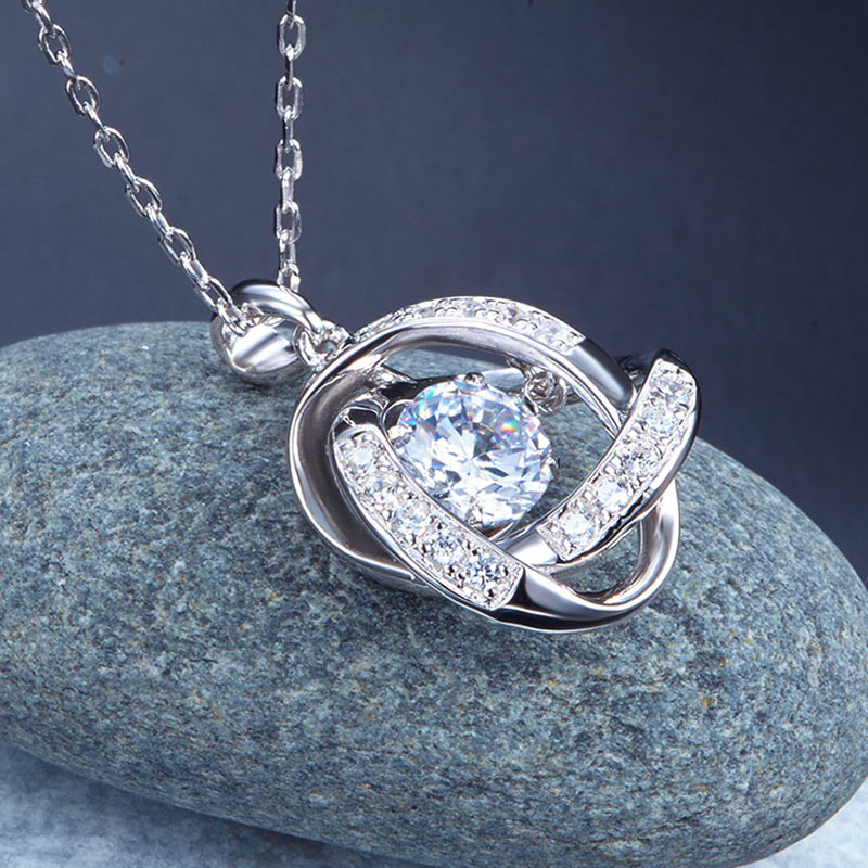Dancing Stone Pendant Necklace Solid 925 Sterling Silver XFN8046