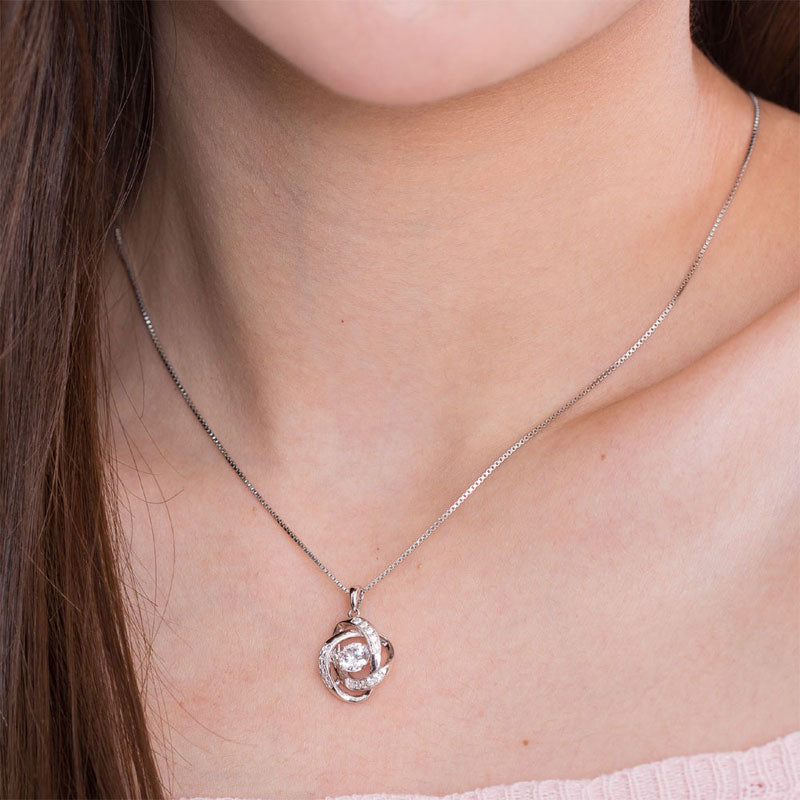 Dancing Stone Pendant Necklace Solid 925 Sterling Silver XFN8046