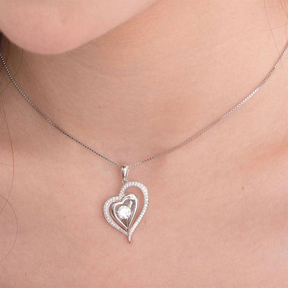 Dancing Stone Heart Pendant Necklace 925 Sterling Silver Good for Wedding Bridesmaid Gift XFN8047