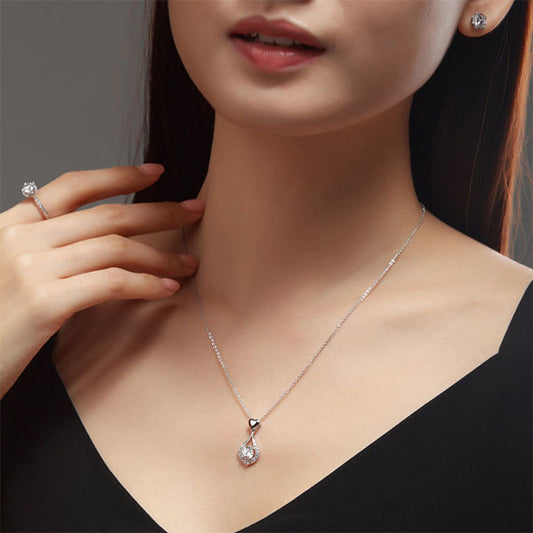 Heart Tear Drop Pendant Necklace 925 Sterling Silver Jewelry Simulated Diamond XFN8059