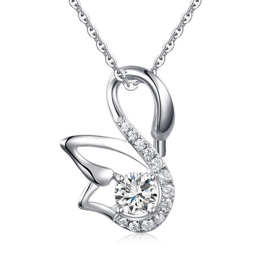 Swan Pendant Necklace 925 Sterling Silver Jewelry Simulated Diamond XFN8061