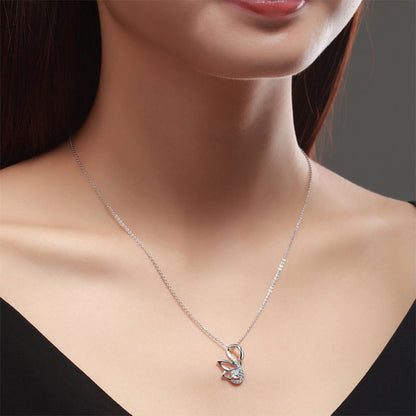 Swan Pendant Necklace 925 Sterling Silver Jewelry Simulated Diamond XFN8061