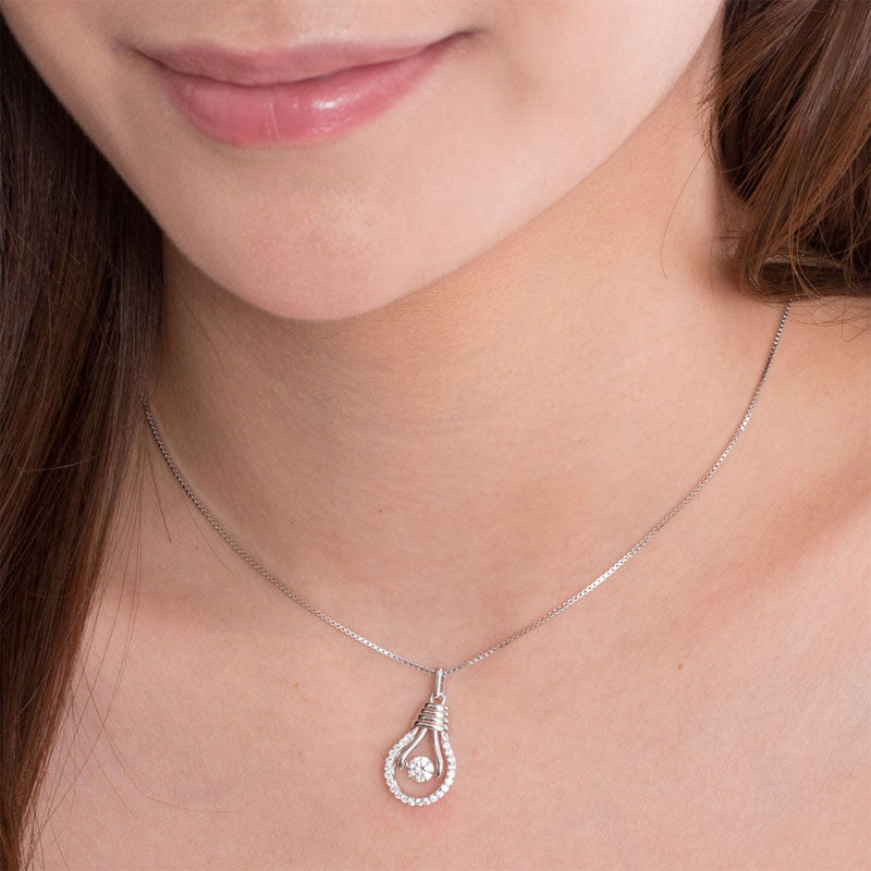 Dancing Stone Bulb Pendant Necklace 925 Sterling Silver XFN8067