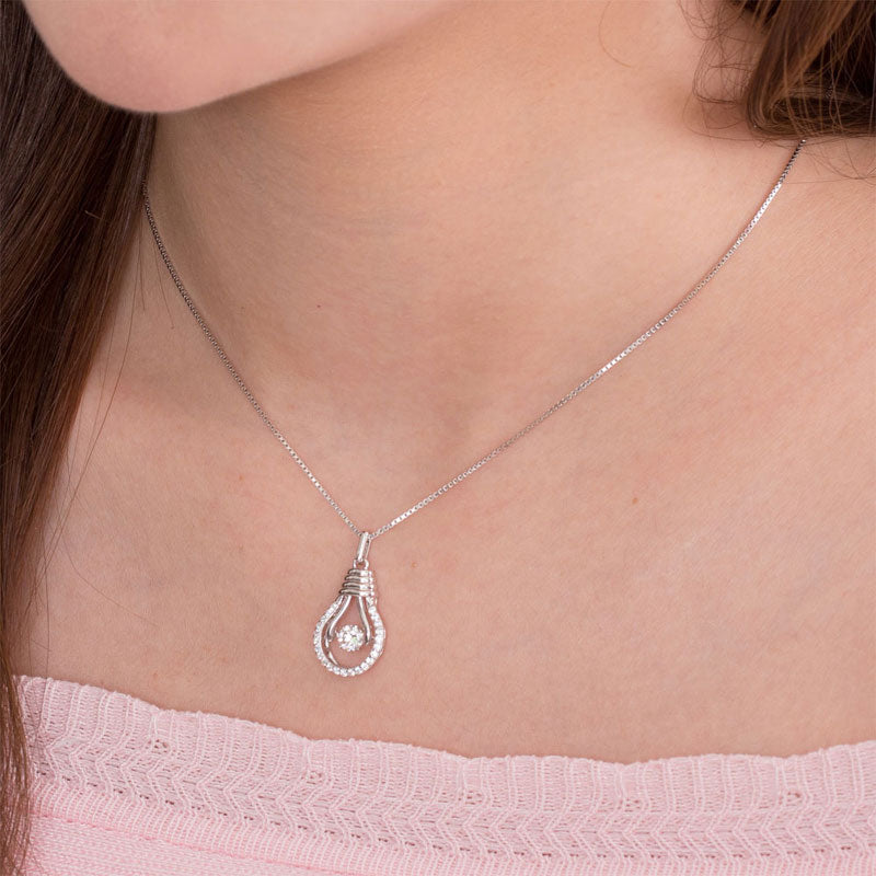 Dancing Stone Bulb Pendant Necklace 925 Sterling Silver XFN8067