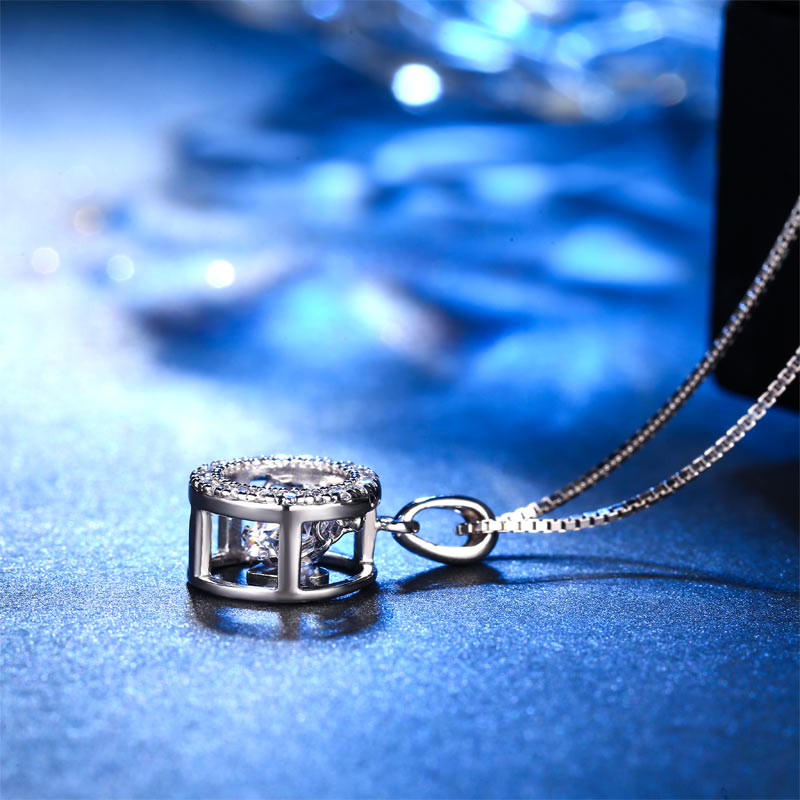 Dancing Stone Pendant Necklace 925 Sterling Silver XFN8099