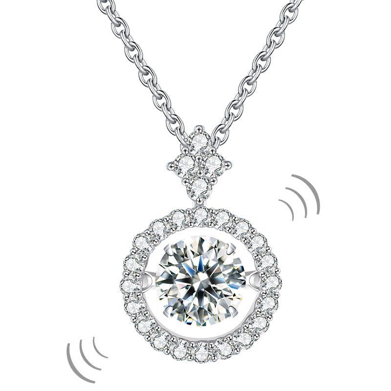 1 Carat Moissanite Diamond Dancing Stone Necklace 925 Sterling Silver MFN8137