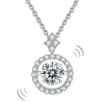 1 Carat Moissanite Diamond Dancing Stone Necklace 925 Sterling Silver MFN8137