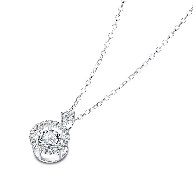 1 Carat Moissanite Diamond Dancing Stone Necklace 925 Sterling Silver MFN8137