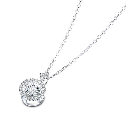 1 Carat Moissanite Diamond Dancing Stone Necklace 925 Sterling Silver MFN8137