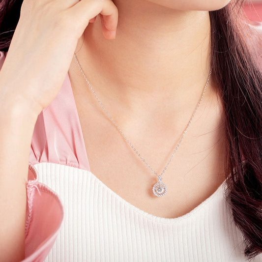 1 Carat Moissanite Diamond Dancing Stone Necklace 925 Sterling Silver MFN8137
