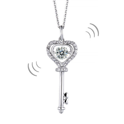 1 Carat Moissanite Diamond Dancing Stone Key Necklace 925 Sterling Silver MFN8138