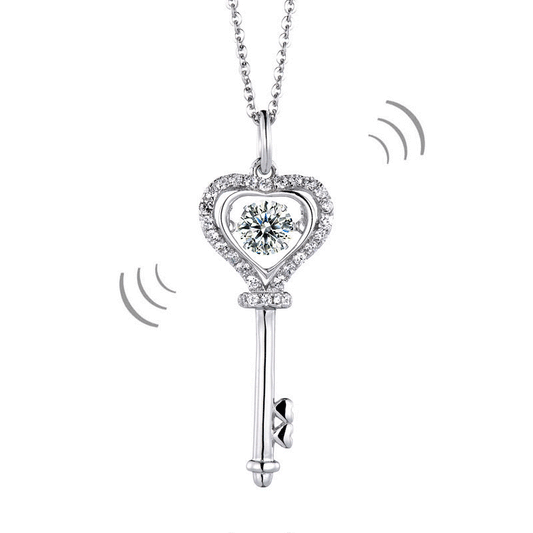 1 Carat Moissanite Diamond Dancing Stone Key Necklace 925 Sterling Silver MFN8138