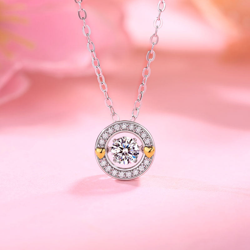 0.4 Carat Moissanite Diamond Dancing Stone Necklace 925 Sterling Silver MFN8144