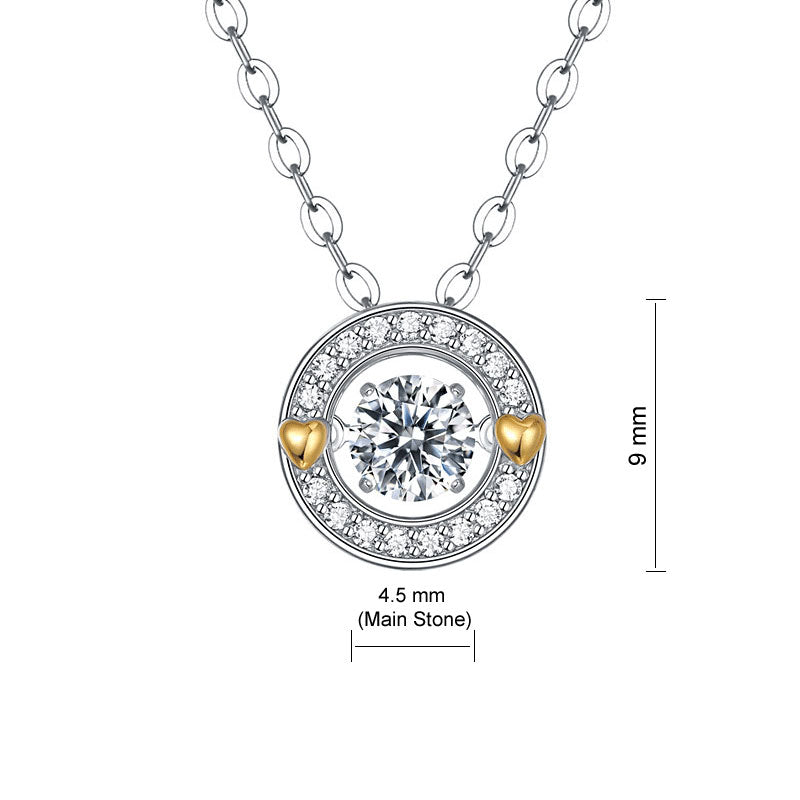 0.4 Carat Moissanite Diamond Dancing Stone Necklace 925 Sterling Silver MFN8144