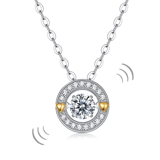 1 Carat Moissanite Diamond Dancing Stone Necklace 925 Sterling Silver MFN8148