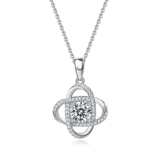 1 Ct Moissanite Diamond Flower Pendant Necklace 925 Sterling Silver MFN8151