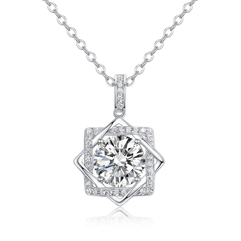 2 Carats Moissanite Diamond Octagram Pendant Necklace 925 Sterling Silver MFN8157