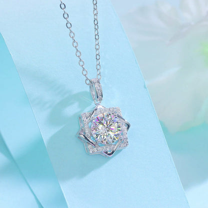 2 Carats Moissanite Diamond Octagram Pendant Necklace 925 Sterling Silver MFN8157