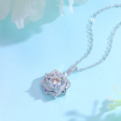 2 Carats Moissanite Diamond Octagram Pendant Necklace 925 Sterling Silver MFN8157