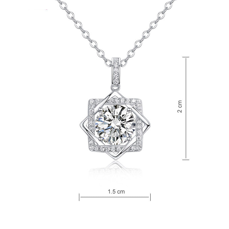 2 Carats Moissanite Diamond Octagram Pendant Necklace 925 Sterling Silver MFN8157