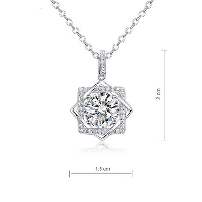 2 Carats Moissanite Diamond Octagram Pendant Necklace 925 Sterling Silver MFN8157